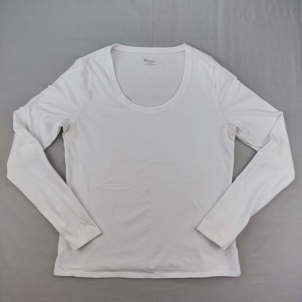 No Boundaries Top Women XL‎ White Long Sleeve Scoop Neck Solid Casual Basic